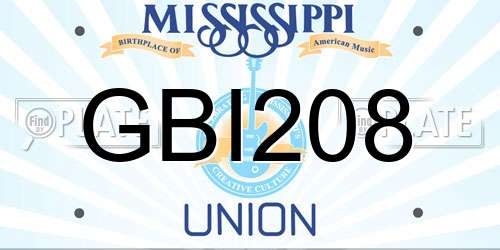 GBI208 Mississippi License Plate