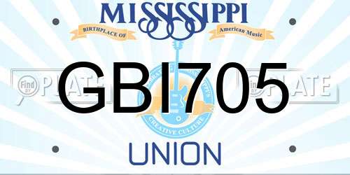 GBI705 Mississippi License Plate