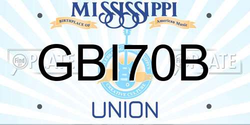 GBI70B Mississippi License Plate