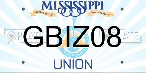 GBIZ08 Mississippi License Plate