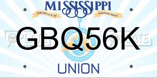 GBQ56K Mississippi License Plate