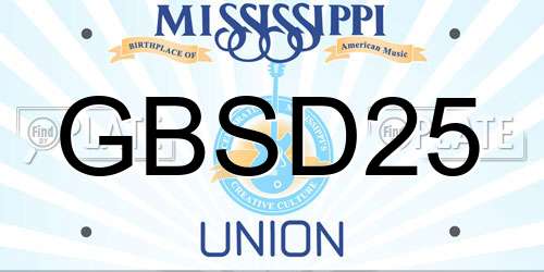 GBSD25 Mississippi License Plate