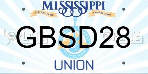GBSD28 Mississippi License Plate