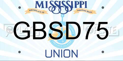 GBSD75 Mississippi License Plate