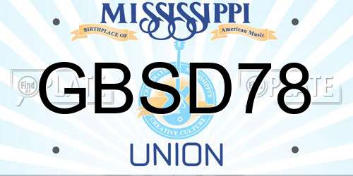 GBSD78 Mississippi License Plate