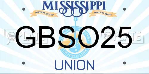 GBSO25 Mississippi License Plate
