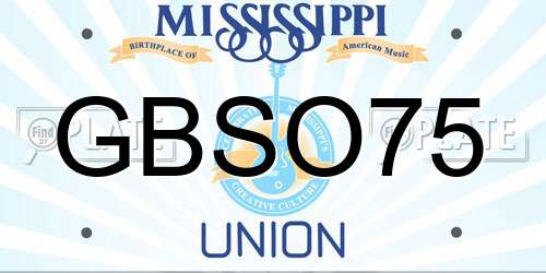 GBSO75 Mississippi License Plate
