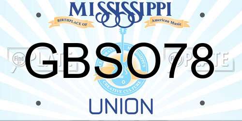 GBSO78 Mississippi License Plate