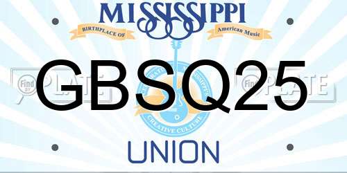 GBSQ25 Mississippi License Plate