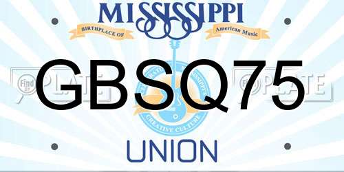 GBSQ75 Mississippi License Plate
