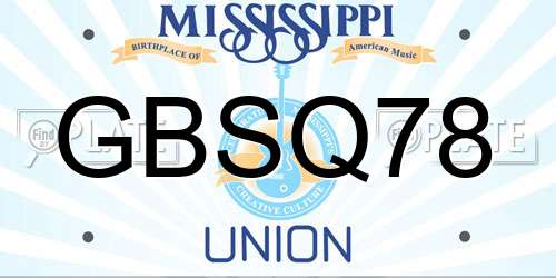 GBSQ78 Mississippi License Plate