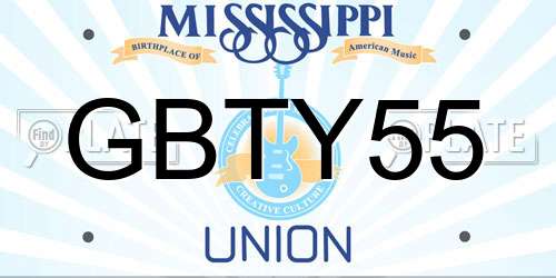 GBTY55 Mississippi License Plate