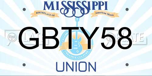 GBTY58 Mississippi License Plate