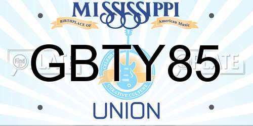 GBTY85 Mississippi License Plate