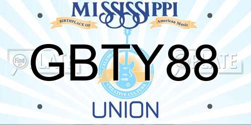 GBTY88 Mississippi License Plate