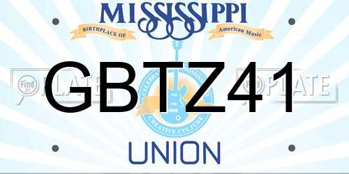 GBTZ41 Mississippi License Plate