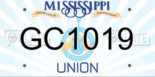 GC1019 Mississippi License Plate