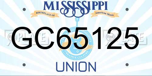 GC65125 Mississippi License Plate
