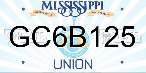 GC6B125 Mississippi License Plate