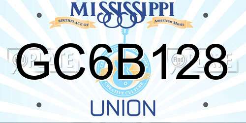 GC6B128 Mississippi License Plate