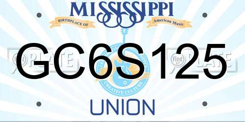 GC6S125 Mississippi License Plate