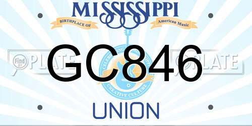 GC846 Mississippi License Plate
