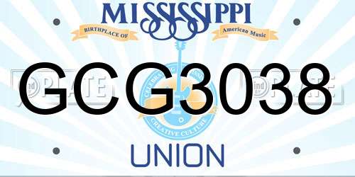GCG3038 Mississippi License Plate