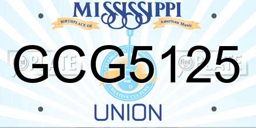 GCG5125 Mississippi License Plate
