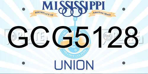GCG5128 Mississippi License Plate
