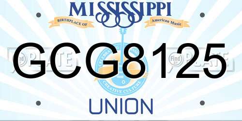 GCG8125 Mississippi License Plate
