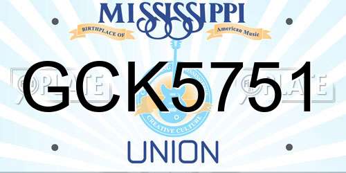 GCK5751 Mississippi License Plate