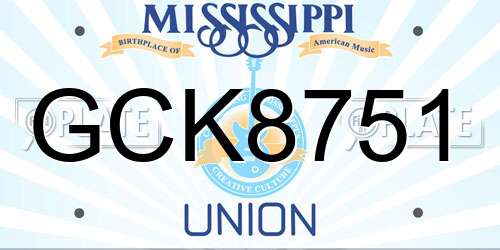 GCK8751 Mississippi License Plate