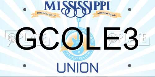 GCOLE3 Mississippi License Plate