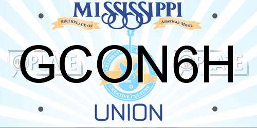 GCON6H Mississippi License Plate