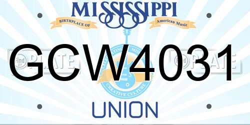 GCW4031 Mississippi License Plate