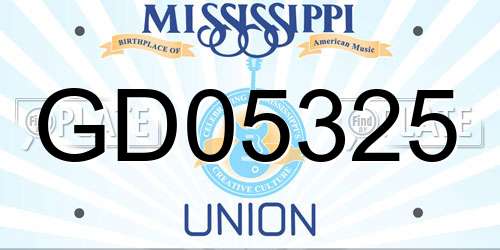 GD05325 Mississippi License Plate