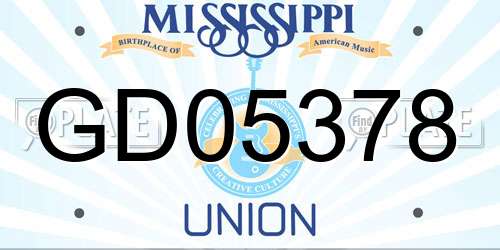 GD05378 Mississippi License Plate