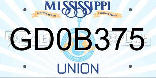 GD0B375 Mississippi License Plate