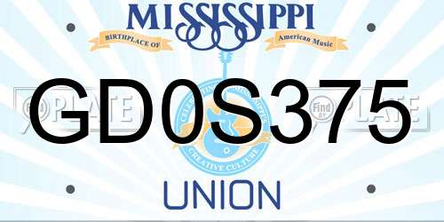 GD0S375 Mississippi License Plate