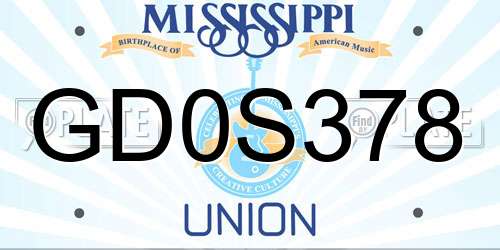 GD0S378 Mississippi License Plate