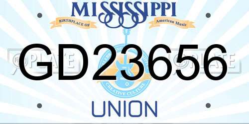 GD23656 Mississippi License Plate