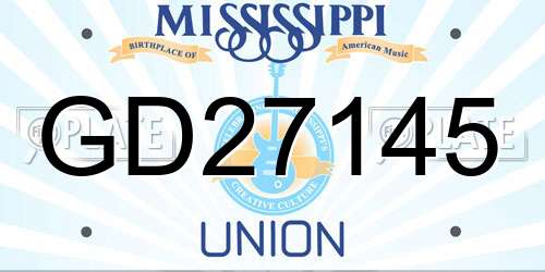 GD27145 Mississippi License Plate