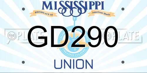 GD290 Mississippi License Plate