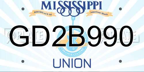 GD2B990 Mississippi License Plate