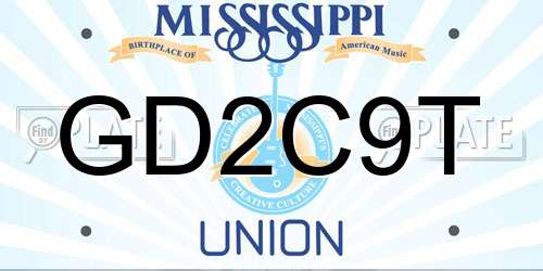 GD2C9T Mississippi License Plate