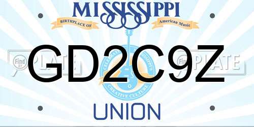 GD2C9Z Mississippi License Plate