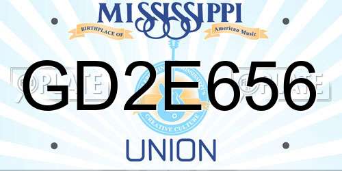 GD2E656 Mississippi License Plate