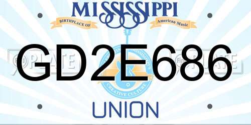 GD2E686 Mississippi License Plate