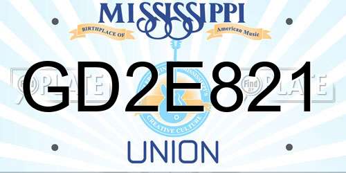 GD2E821 Mississippi License Plate