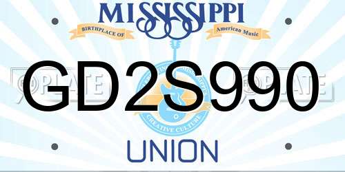 GD2S990 Mississippi License Plate
